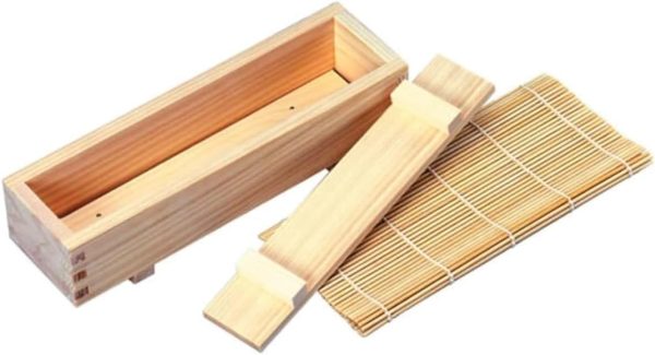 Sushi Roll Making Kit with Bamboo Roll Mat - Japanese  Wood -