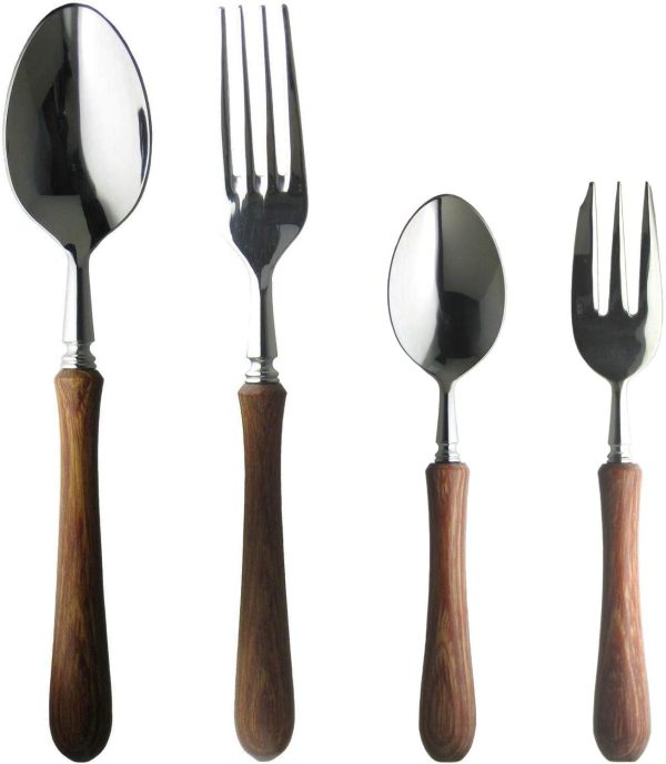 Cutlery Set, 18-8 Stainless Steel, Laminated Reinforced Wood,