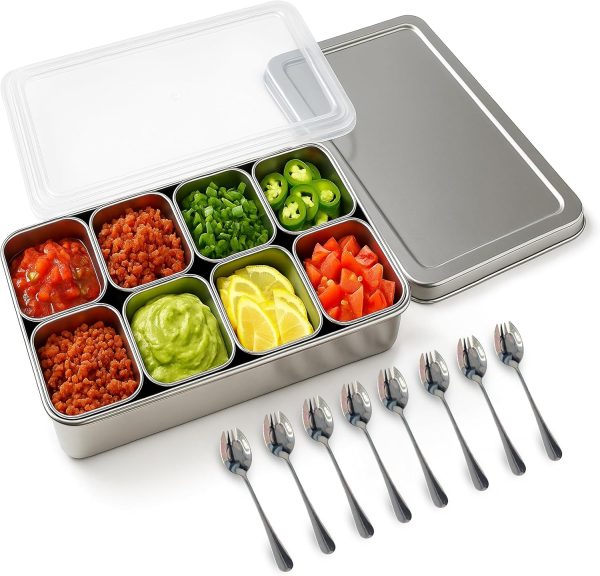 Stainless Steel , s, Yakumi Mise En Place, Mise En Place Containers, Japanese Food Container, Condiment Containers, Multi Compartment Food Containers (8 Compartment)